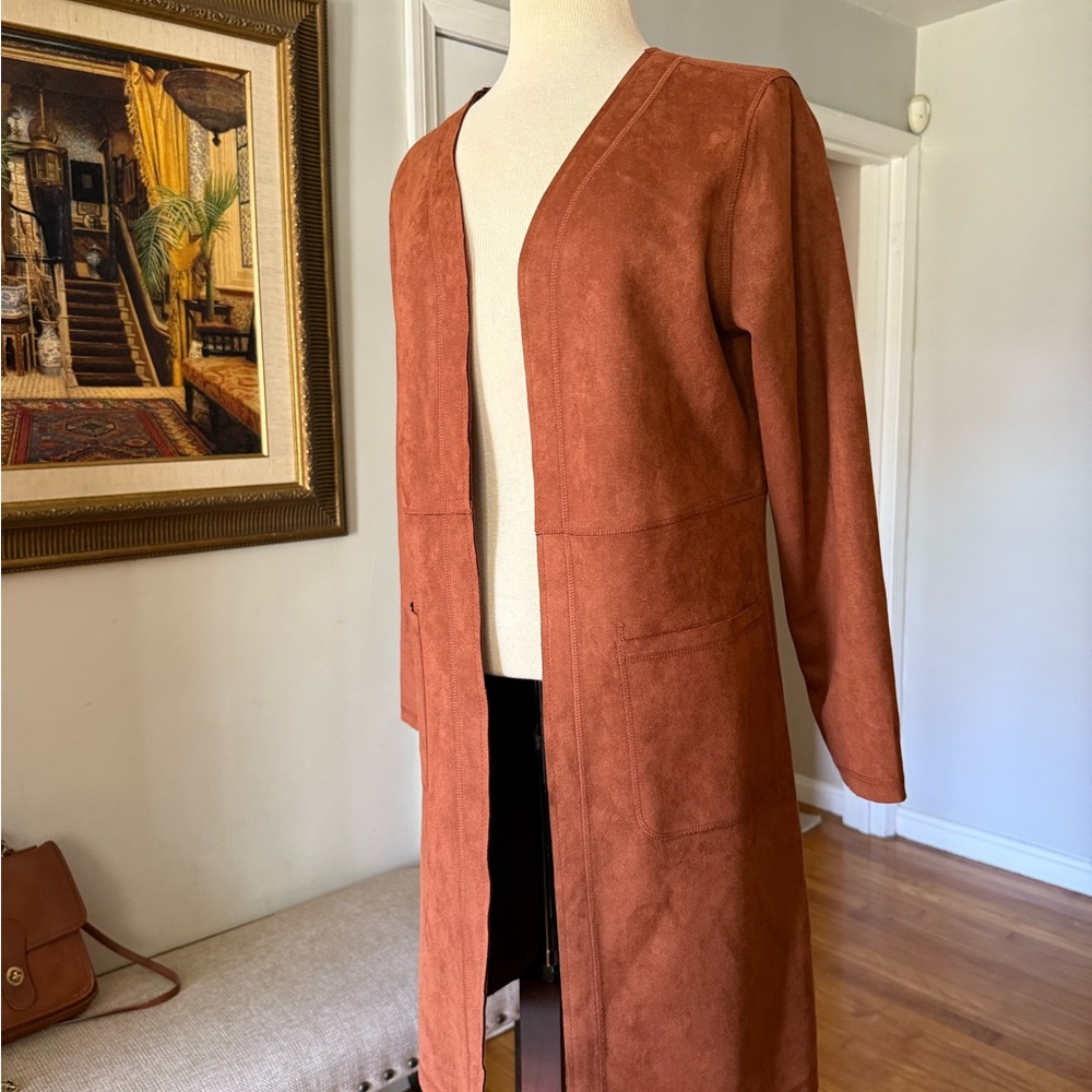 Solitaire by Ravi Khosla  Terracotta Women's Longline Cardigan Duster. - Picture 9 of 10